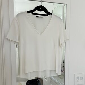 Jenni Kayne Silky White V-Neck Women's Top